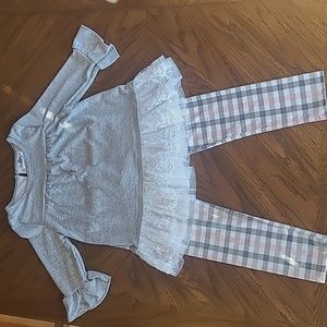 Rare Editions, size 8 pink, white and grey outfit